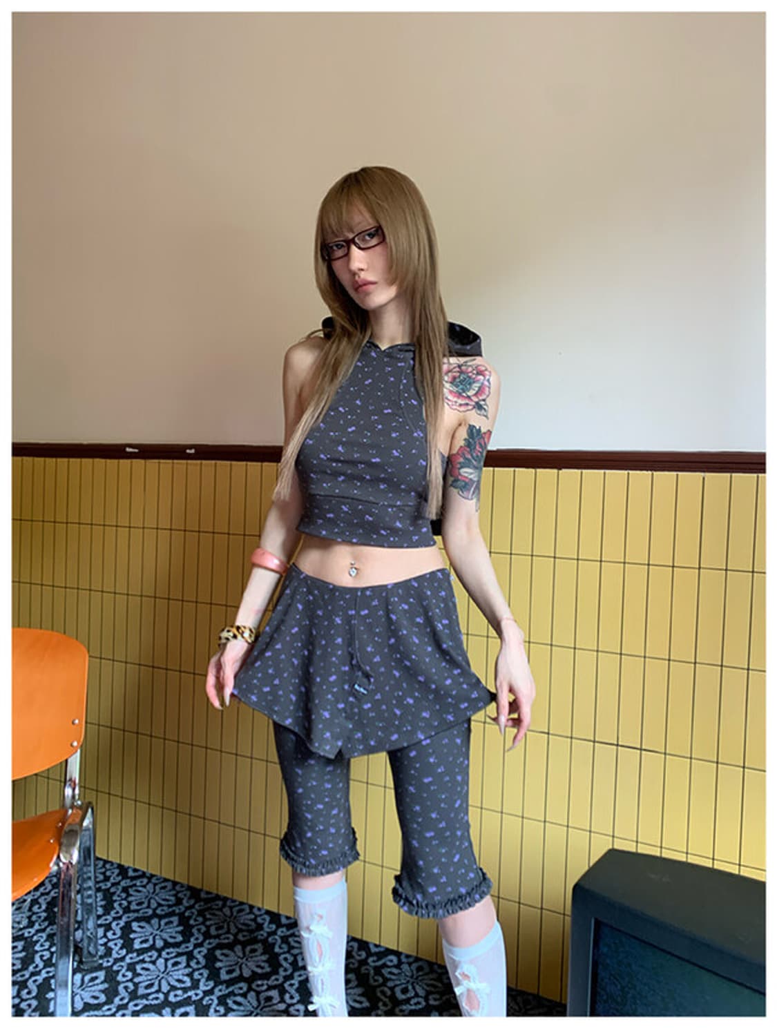 FOURFORTY 도트 레이어드 스커트팬츠 상품이미지2