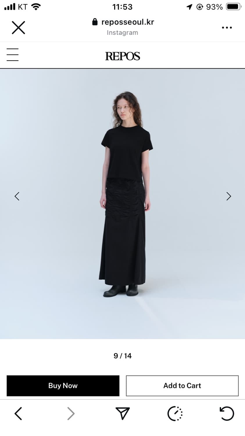 COTTON GATHERING SKIRTS (BLACK) 상품이미지5
