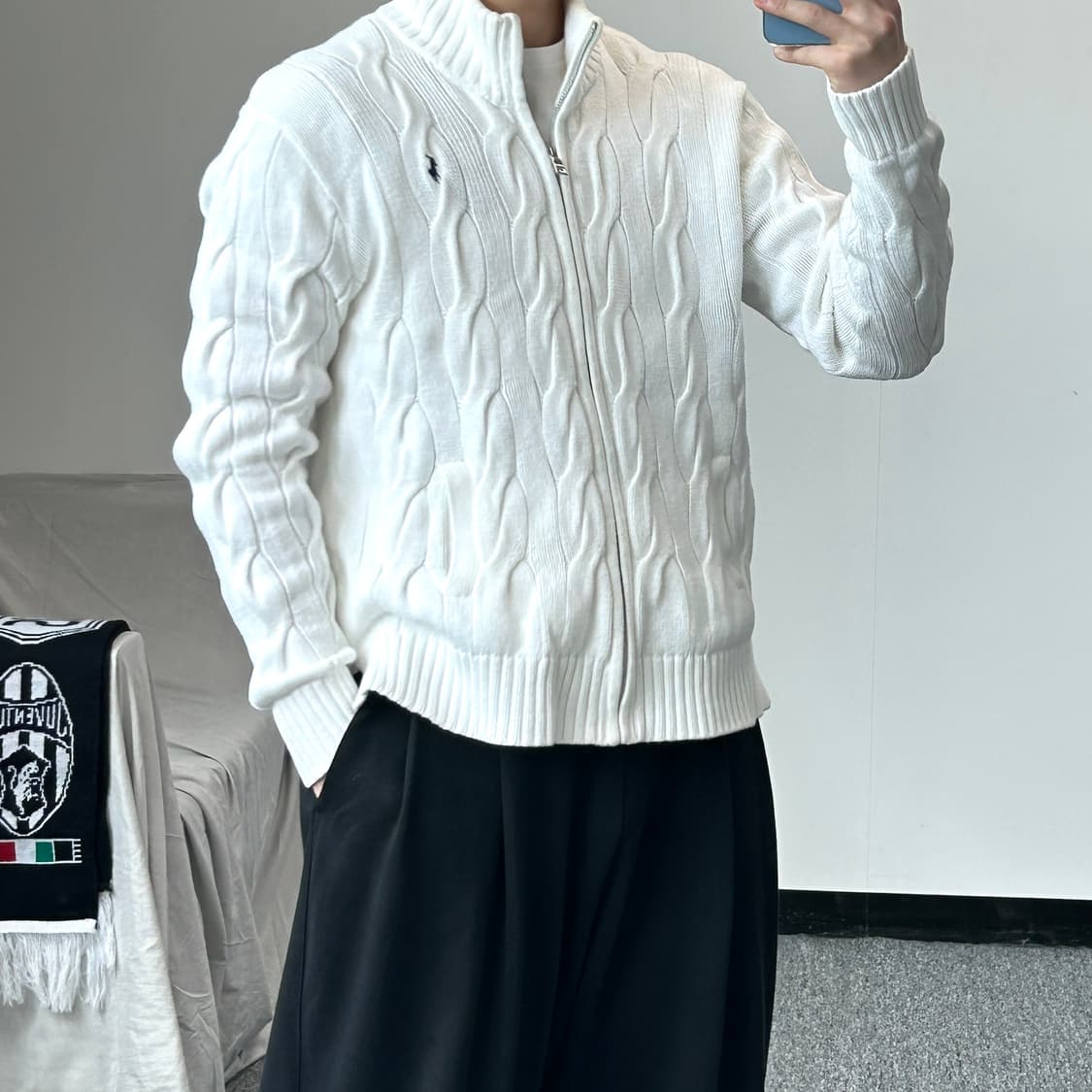 폴로 랄프로렌 화이트 케이블 니트집업 상품이미지10
