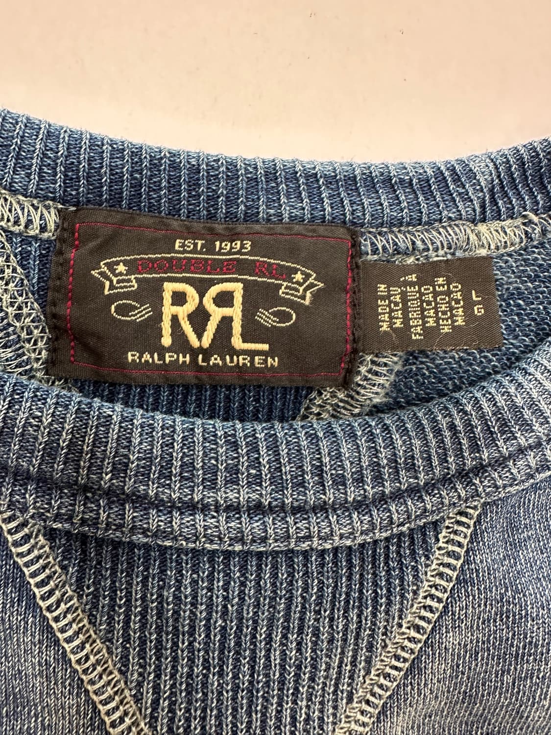 rrl 인디고 프렌치테리 스웻셔츠 L 상품이미지3
