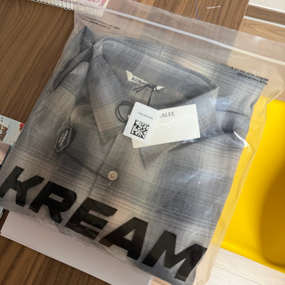 24aw 오라리 슈퍼 라이트 울 체크 셔츠 베이지 블루체크  5 새상품 상품이미지2