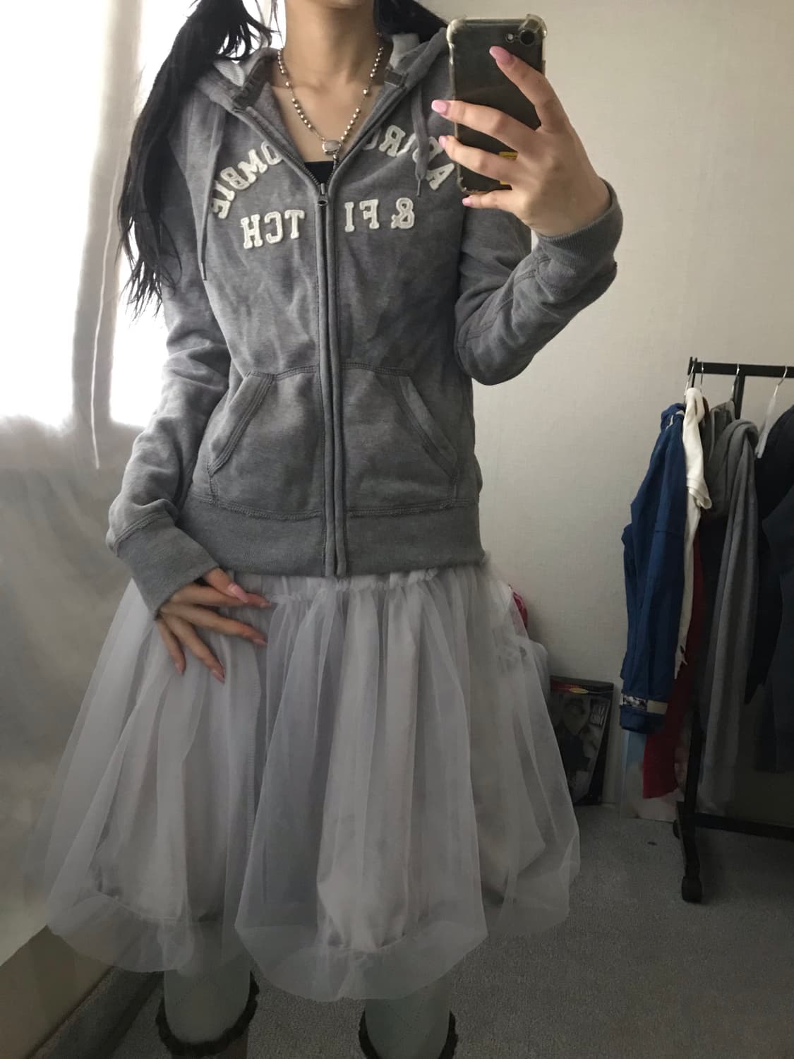 아베크롬비 그레이 딱붙핏 후드집업 상품이미지5