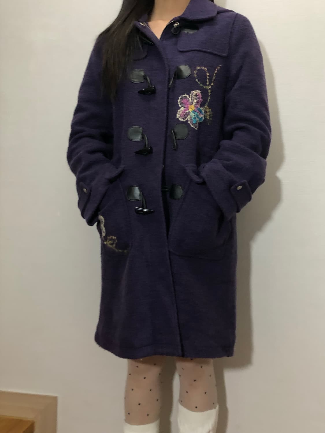 빈티지 퍼플 더플 롱 코트 상품이미지2