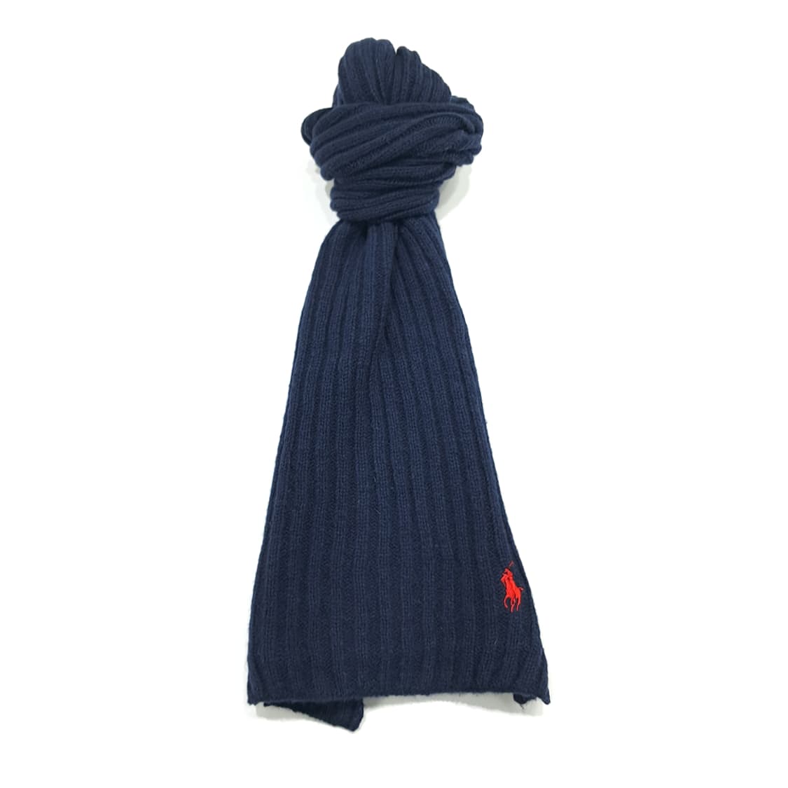 MX306 폴로 랄프로렌 다크네이비 리브드 램스울 니트 목도리 머플러 상품이미지4