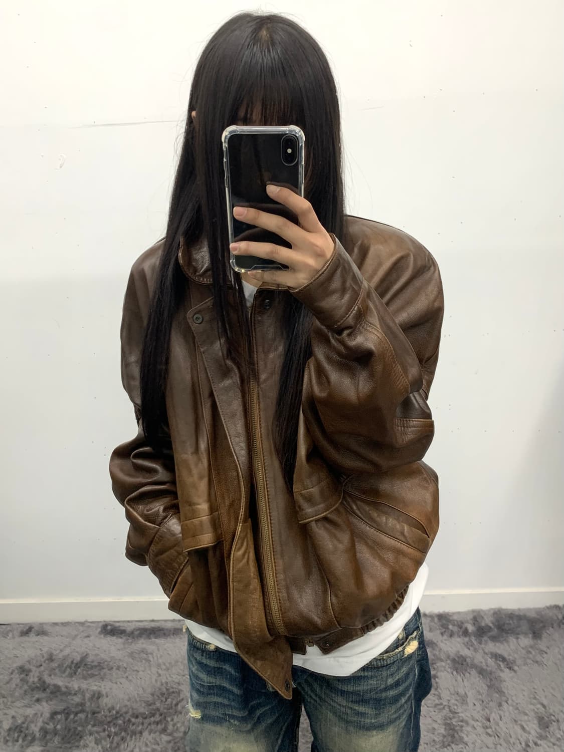 느좋 리얼레더 봄버 상품이미지4