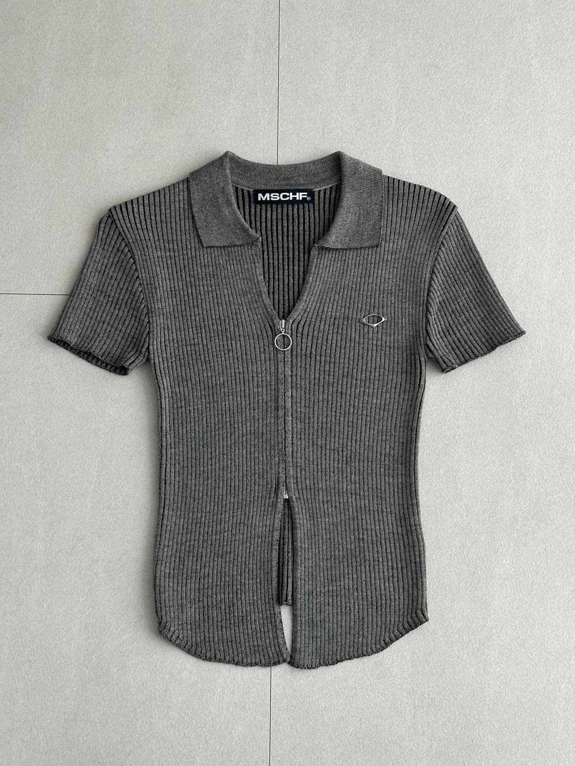 미스치프 니티드 투톤 셔츠 숏슬리브 베이지 블랙 s 상품이미지3