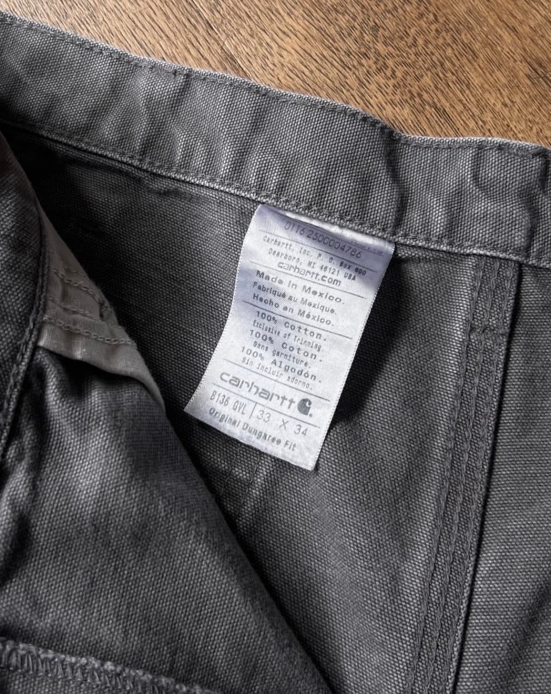 칼하트 USA 빈티지 워싱 차콜그레이 더블니 워크팬츠 33 상품이미지6