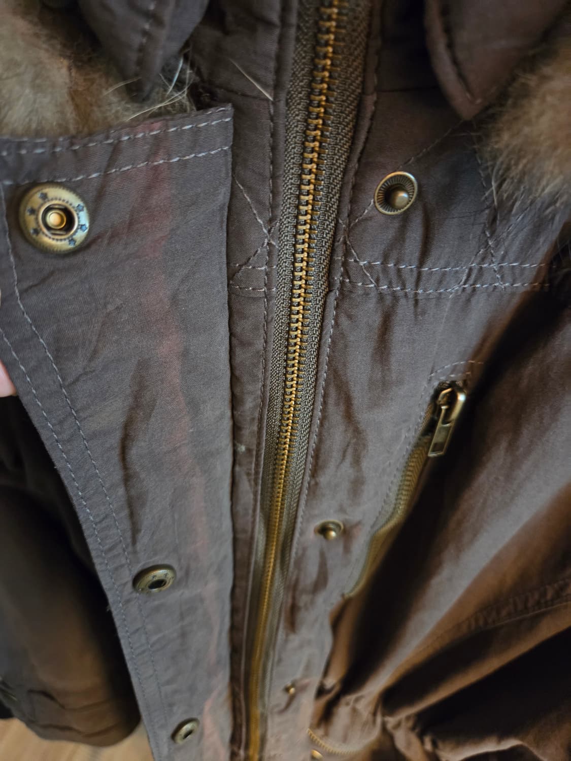 66 77 가능) 털 탈부착 가능 빈티지 모리걸 카키 다크초코 야상 상품이미지9