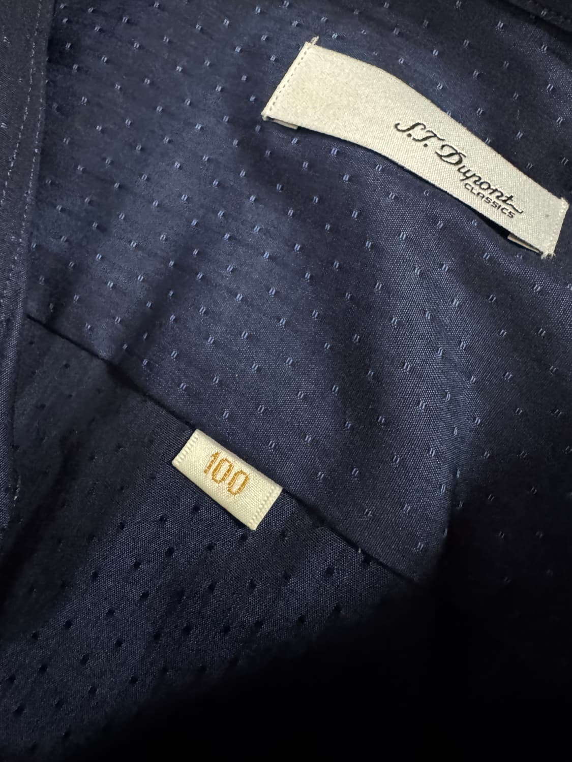 정품 듀퐁 남성 정장 긴팔 도트 셔츠 L 네이비 상품이미지5