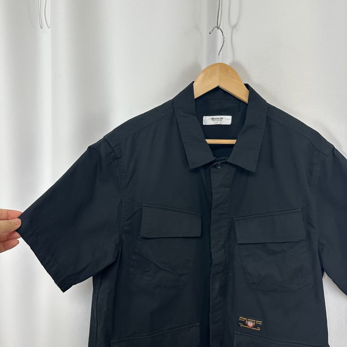  모노플로우 남자 셔츠 반팔자켓 티셔츠 검정 M 상품이미지3