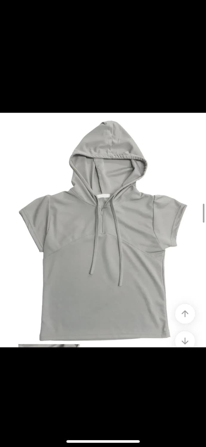 고프코어 쿨메쉬 퍼프 반팔 후드 티셔츠 그레이 상품이미지3