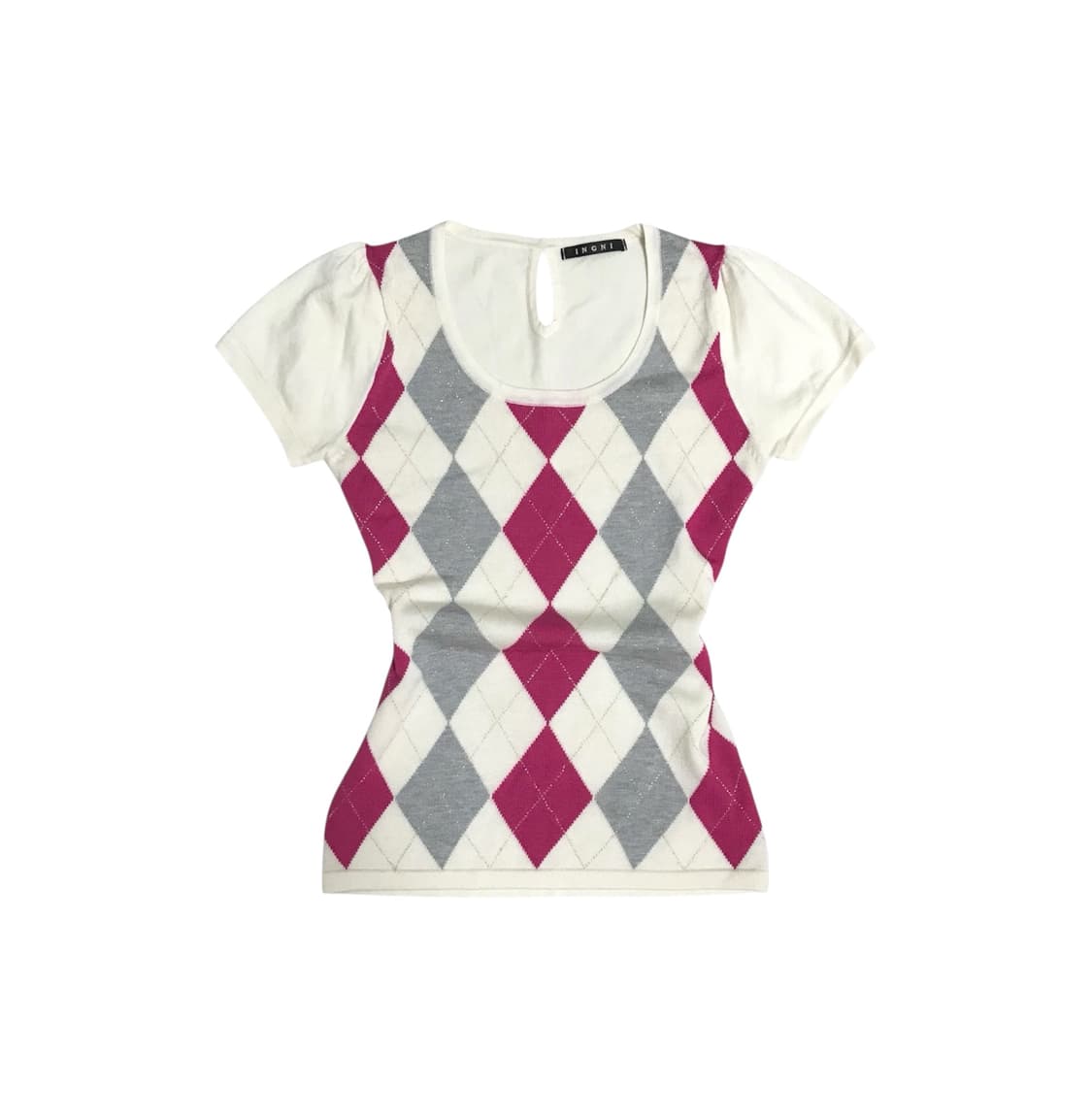 ingni 잉그니 아가일 니트 반팔 탑 로걀 상품이미지1