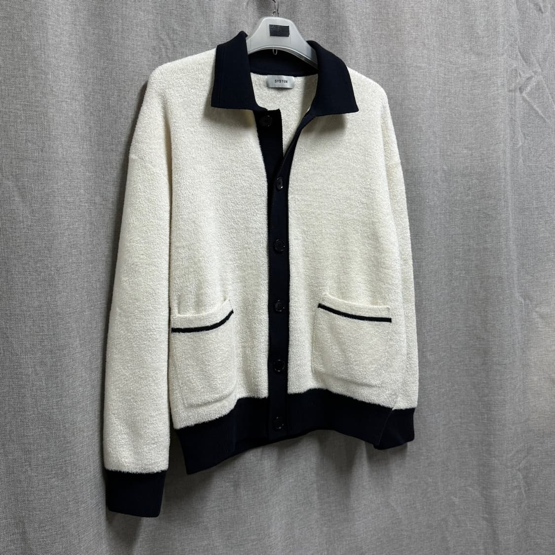 [105/루즈핏] 시스템옴므 부클 배색 카라 가디건 상품이미지3