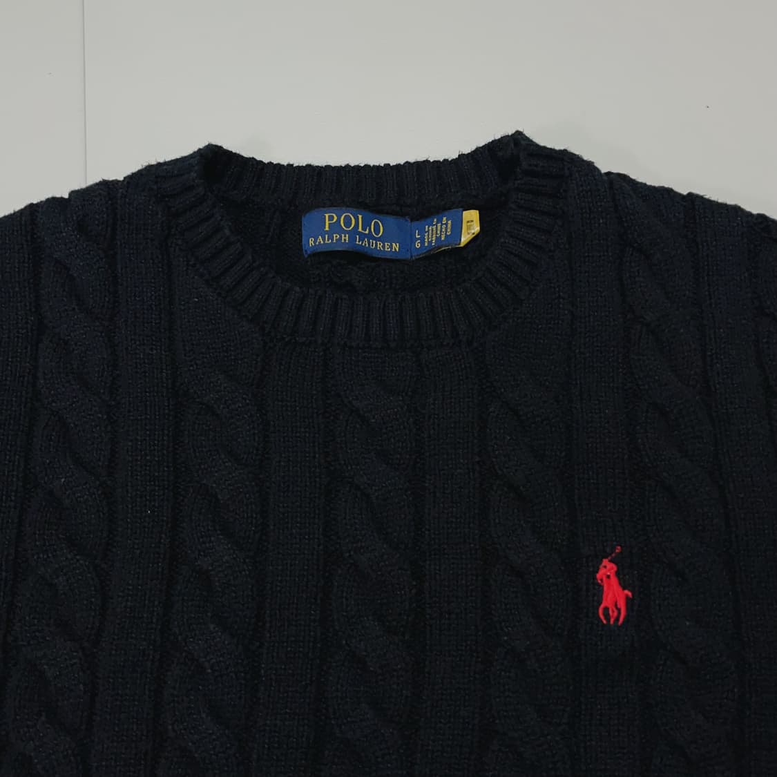 [정품] 폴로 블랙 / 레드포니 꽈배기 라운드 니트 [ L ] 상품이미지3