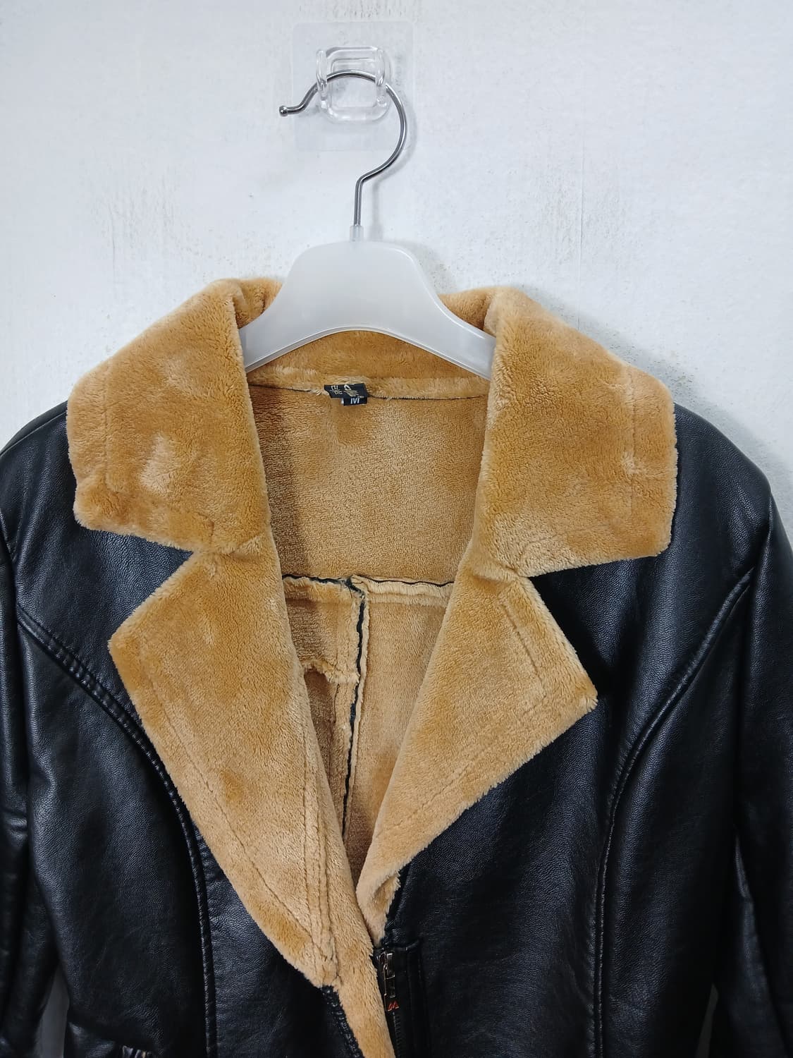 블랙 에코가죽 무스탕 자켓 55 S 새제품 상품이미지3