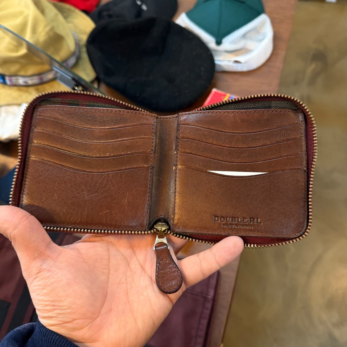 RRL 오일 코튼 버건디 월렛 상품이미지4