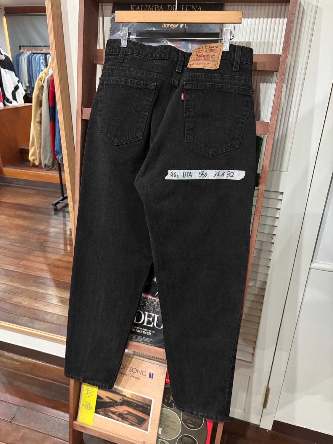 J27 90s USA 리바이스 550 흑청 데님팬츠 36x32 상품이미지6