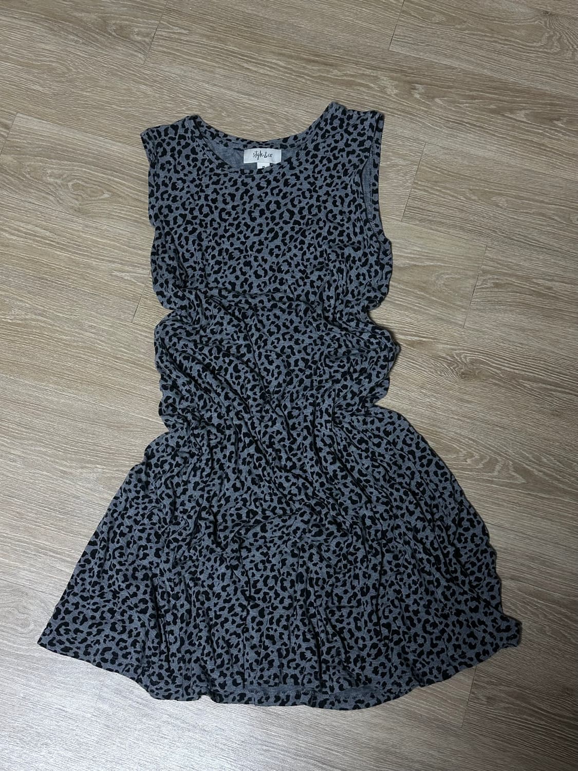 호피 레이어드 나시 미디원피스 상품이미지1