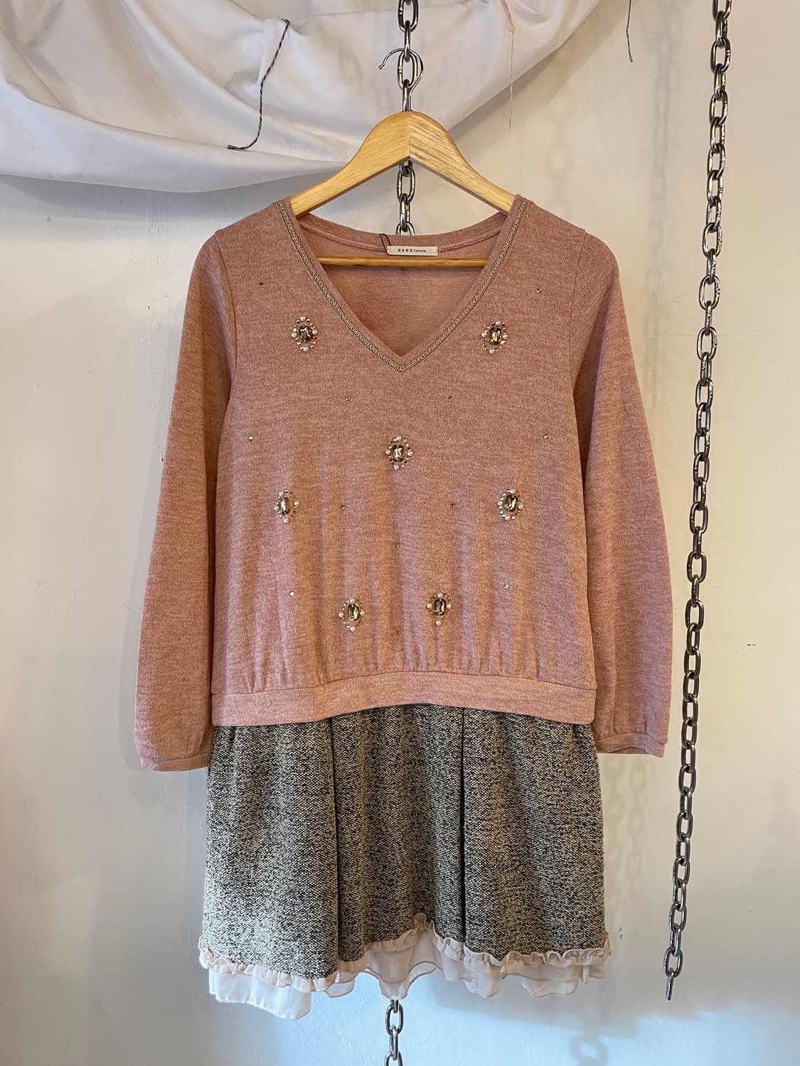 axes femme 엑시즈팜 진주 핑크 원피스 러블리 갸루  상품이미지3