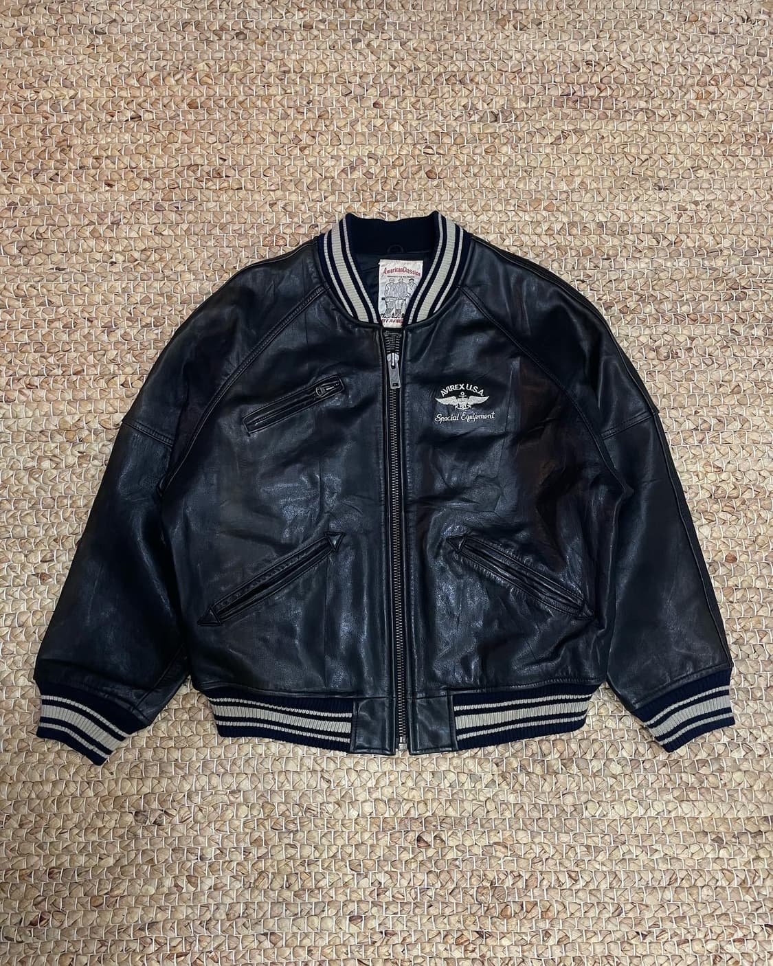 L~XL) 90s 아비렉스usa 스포츠 카우레더 자켓 상품이미지2