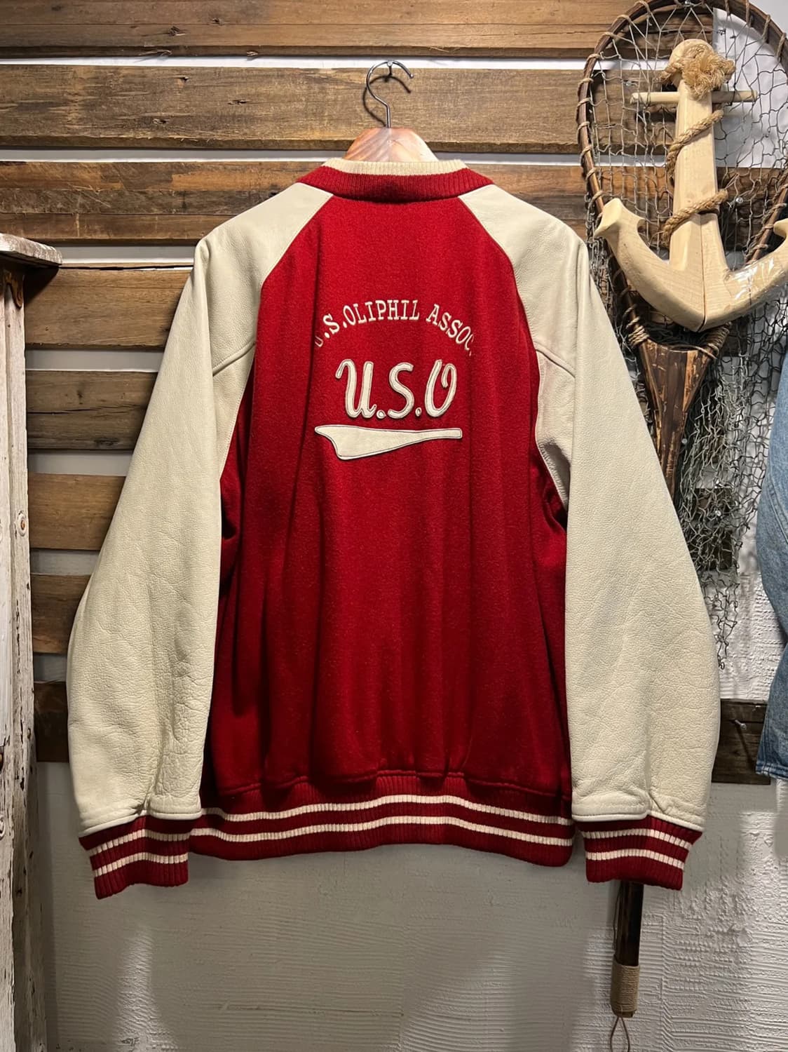 [2XL]90's USA 빈티지 OLIPHIL 유니버시티 레드 바시티자켓 상품이미지1