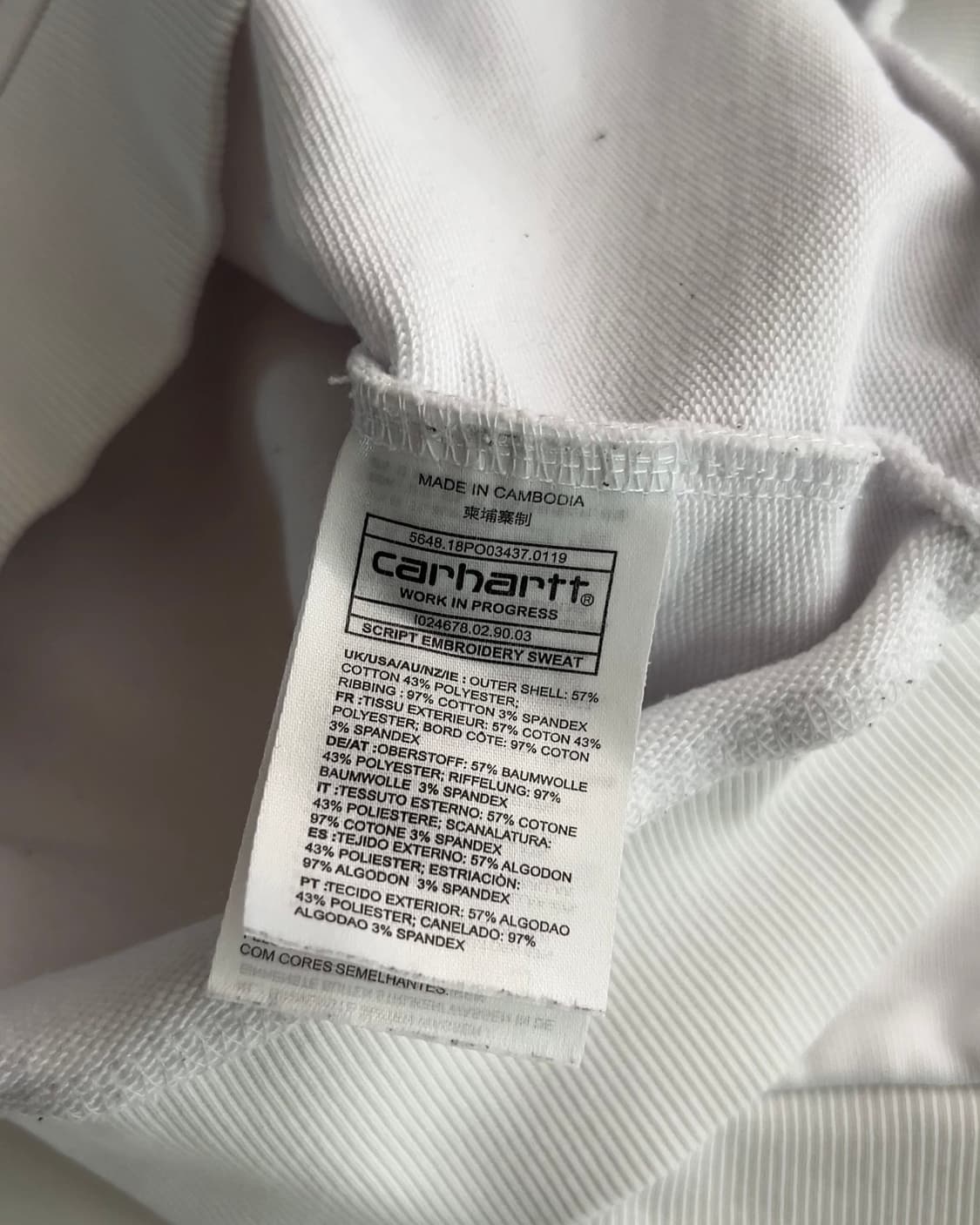 칼하트 화이트 맨투맨 XXL 상품이미지4