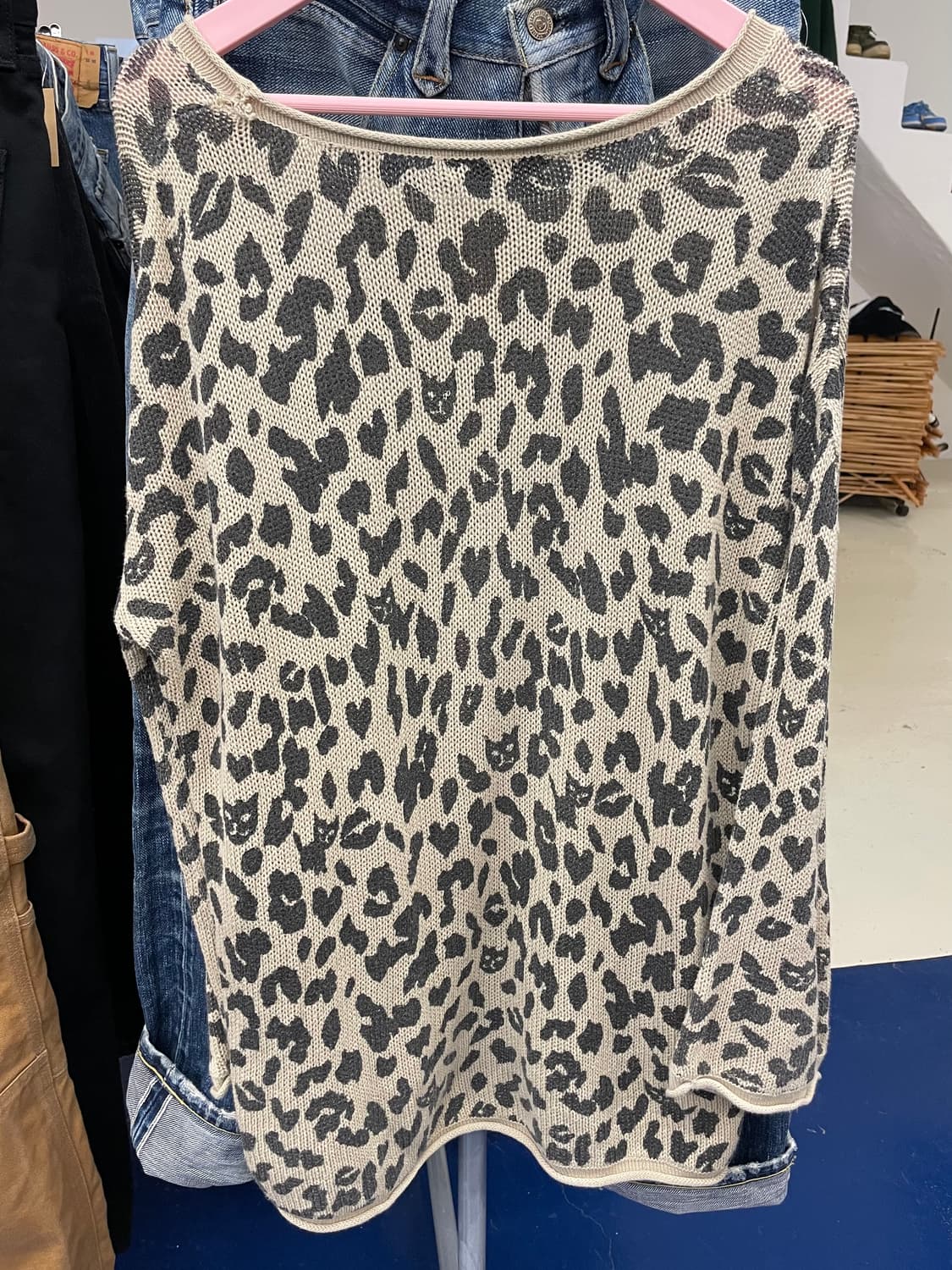 Japanese vtg CAT 갸루 레오파드 슬리브 상품이미지7