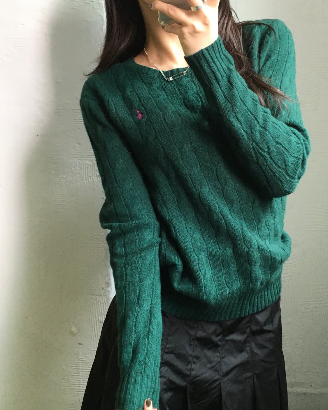 Polo 폴로 랄프로렌 신형 캐시미어 딥그린 케이블 니트 상품이미지7