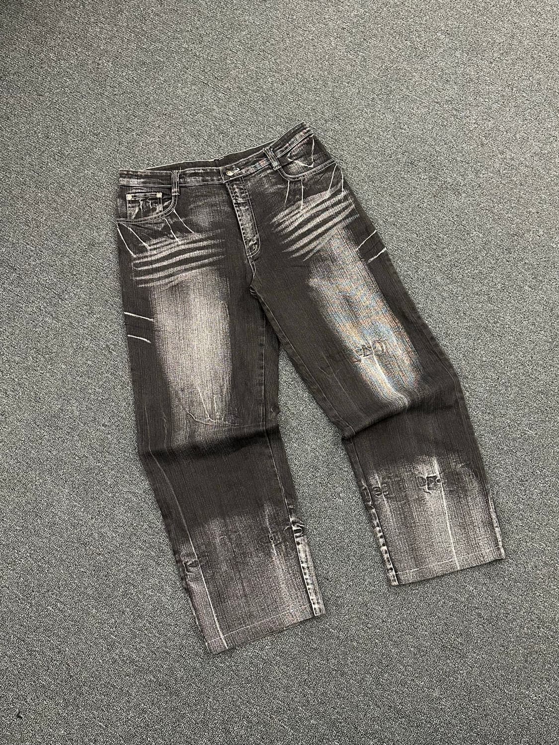 4L)Candid Keven 빈티지 포켓 드래곤 자수 흑청 힙합팬츠 상품이미지5