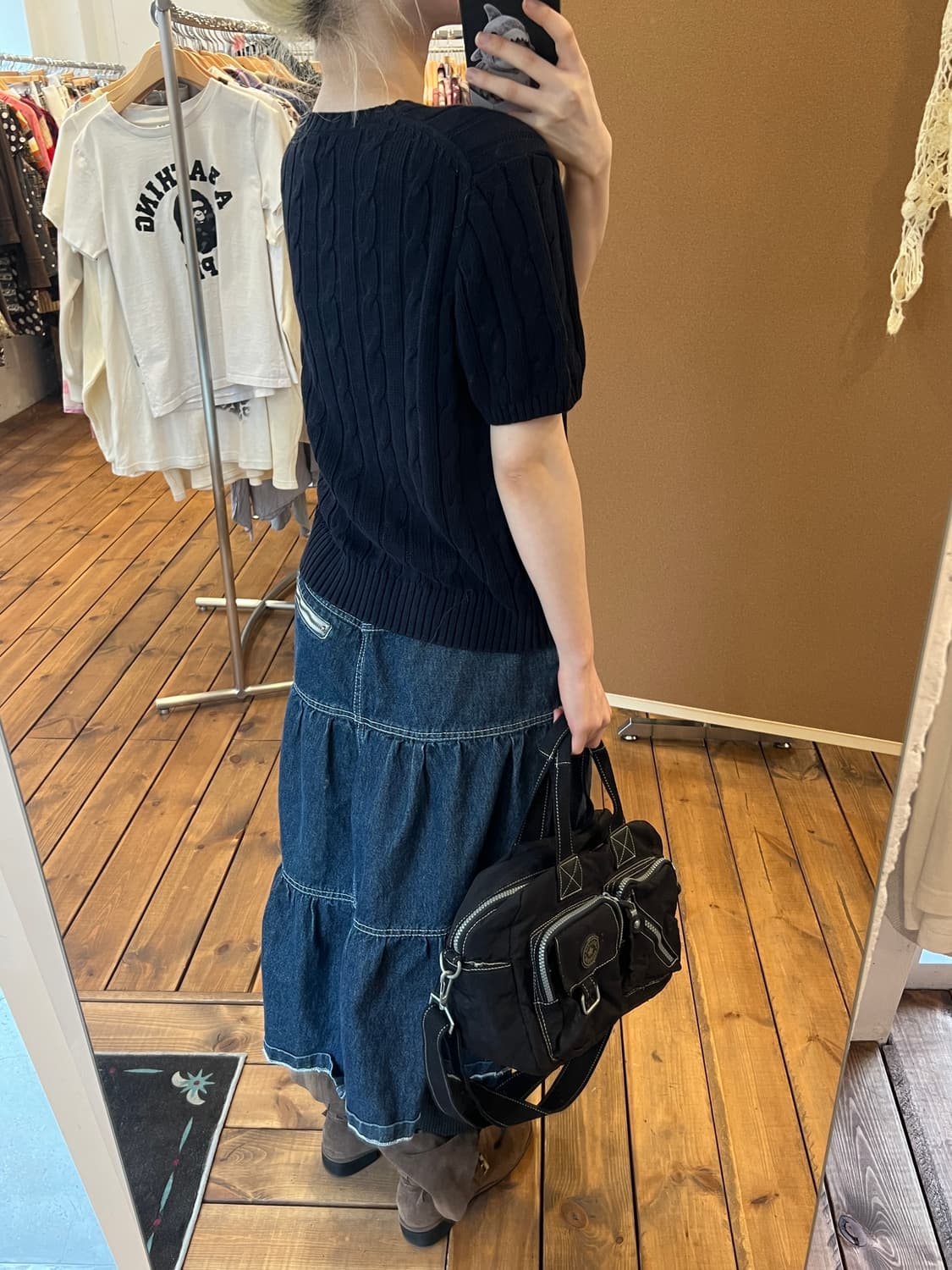 폴로 블랙 꽈배기 반팔 니트 상품이미지4