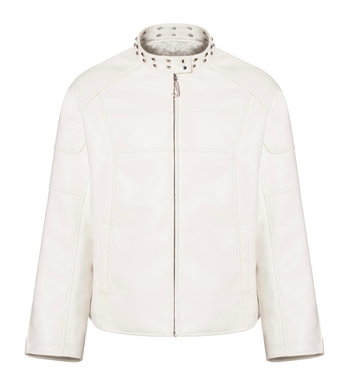 JYOSEI 화이트 모토사이클 레더 자켓 상품이미지4