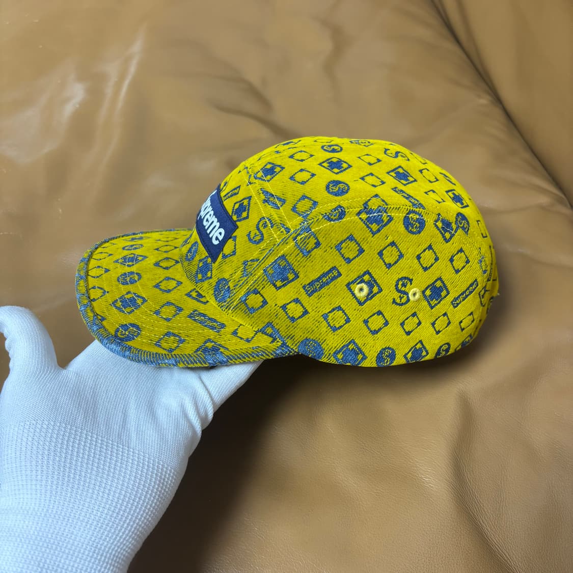 슈프림 캠프캡 모자 박스로고 머스타드 상품이미지4