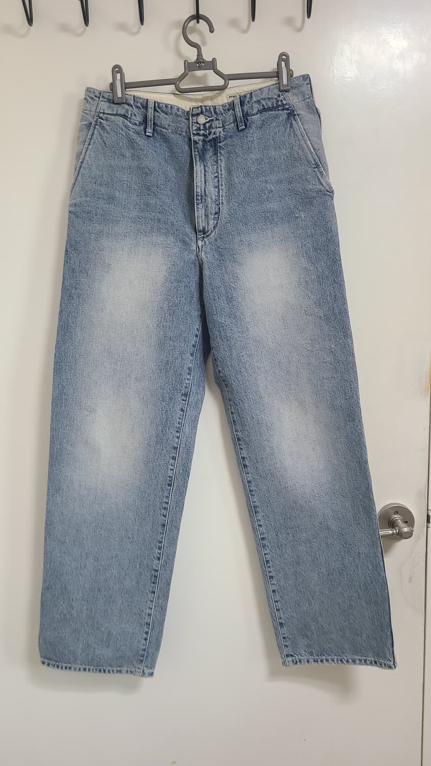 포터리 원워시 와이드 데님 미드블루2 2사이즈 상품이미지3