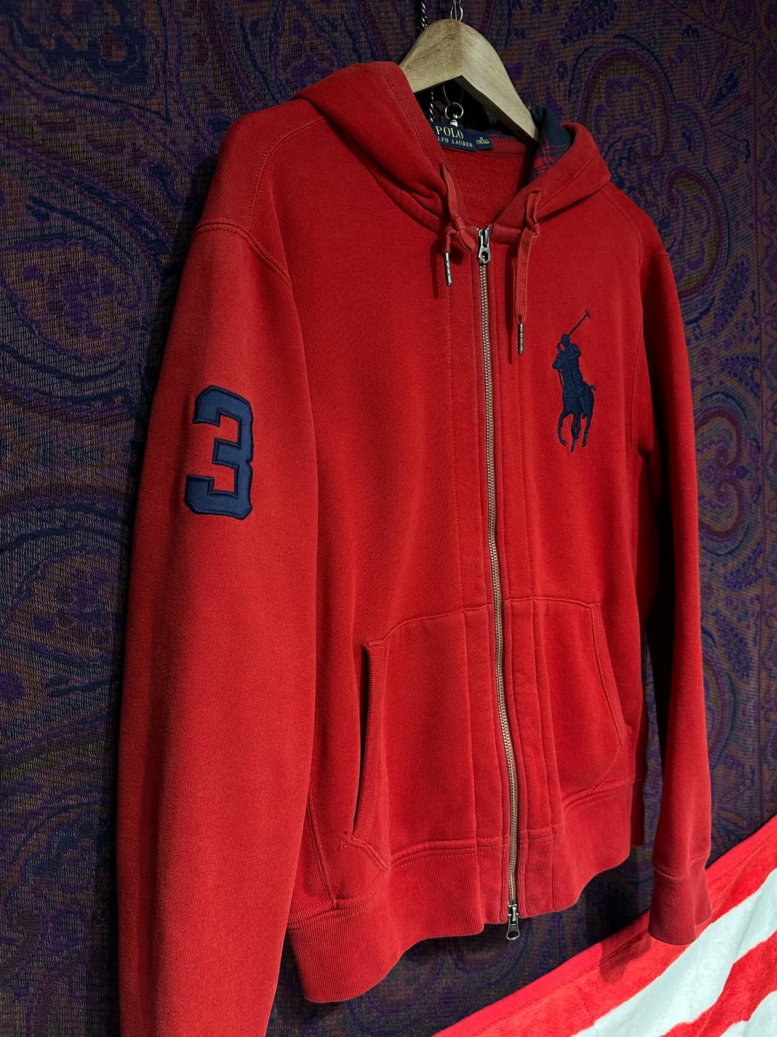 폴로 랄프로렌 레드 빅포니 기모 후드집업 상품이미지4