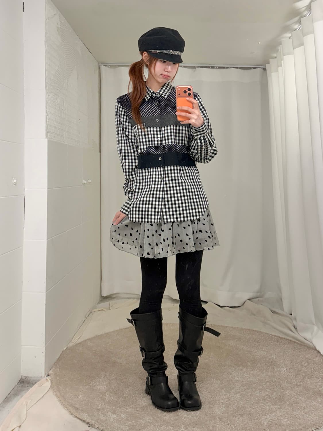 (세트 할인 가능) 꼼데가르송 체크 도트 패치워크 셔츠 상품이미지2