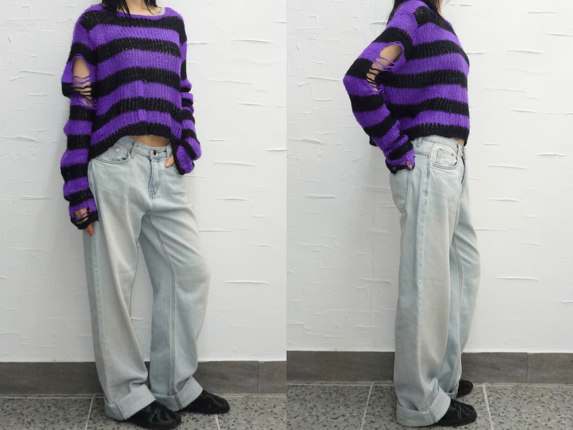 Distressed purple crop knit 상품이미지4