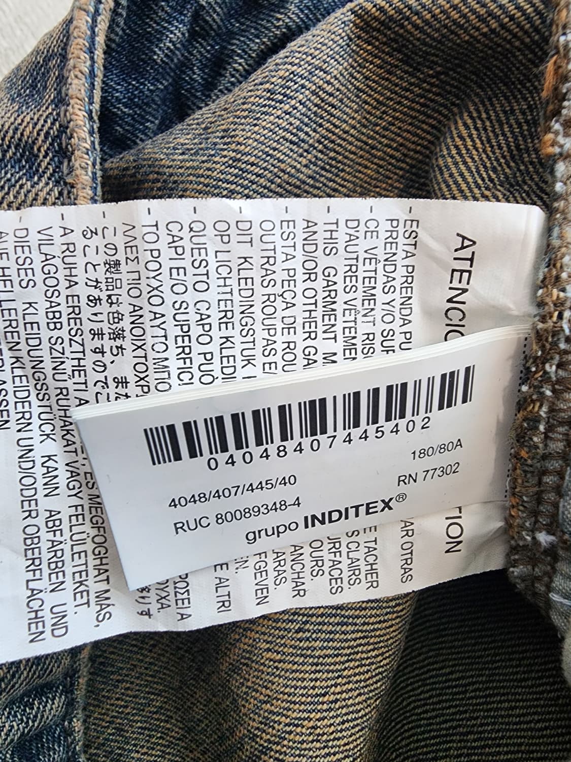 ZARA 자라 워싱 와이드 데님 팬츠 팜. (32~33)인치 중청 청바지 상품이미지7