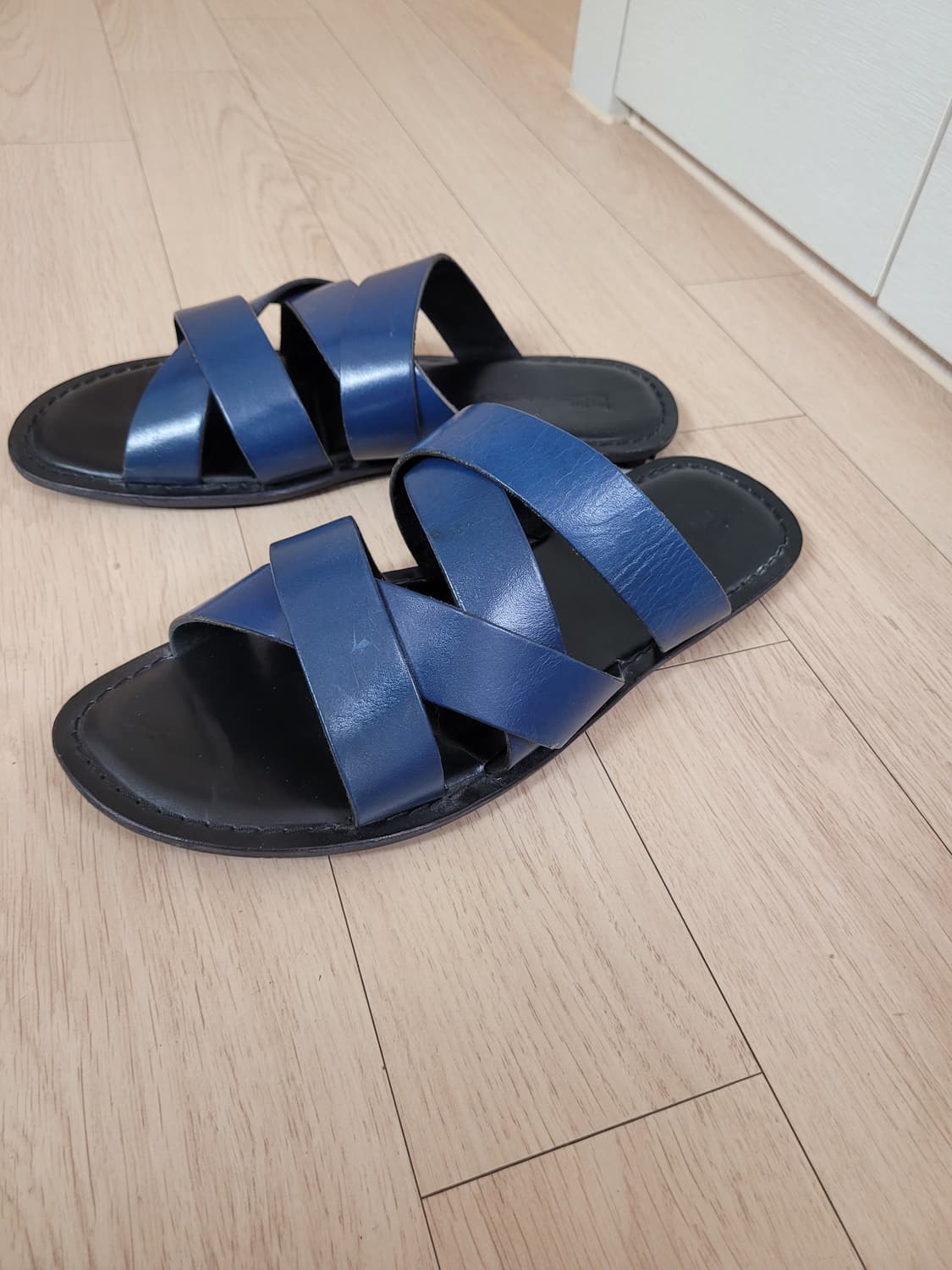 엘칸토 Elcanto 남자 가죽스트랩 슬리퍼 275 네이비 상품이미지2