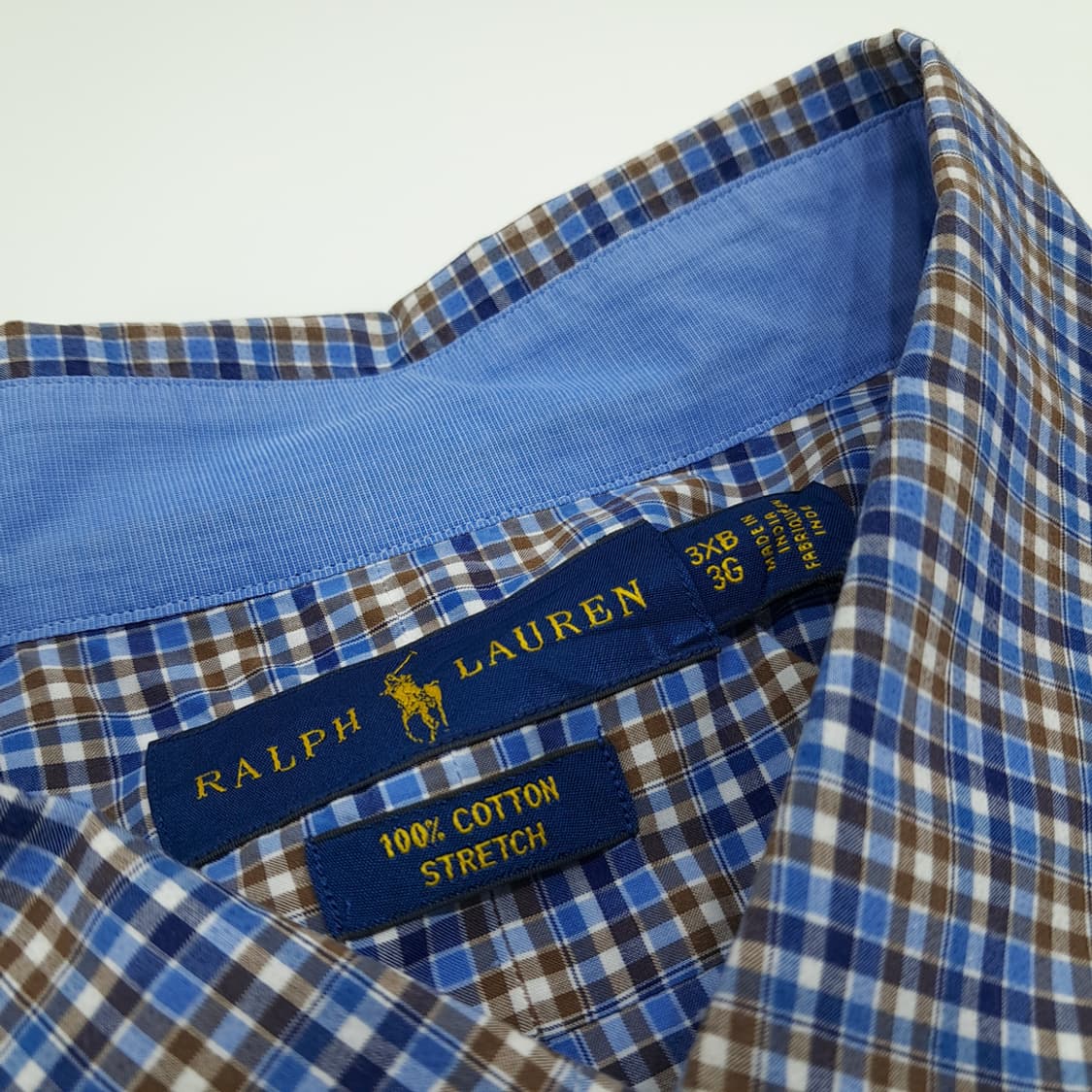 CN788 3XB 폴로 랄프로렌 네이비브라운 스몰타탄체크 긴팔 셔츠 남방 상품이미지4