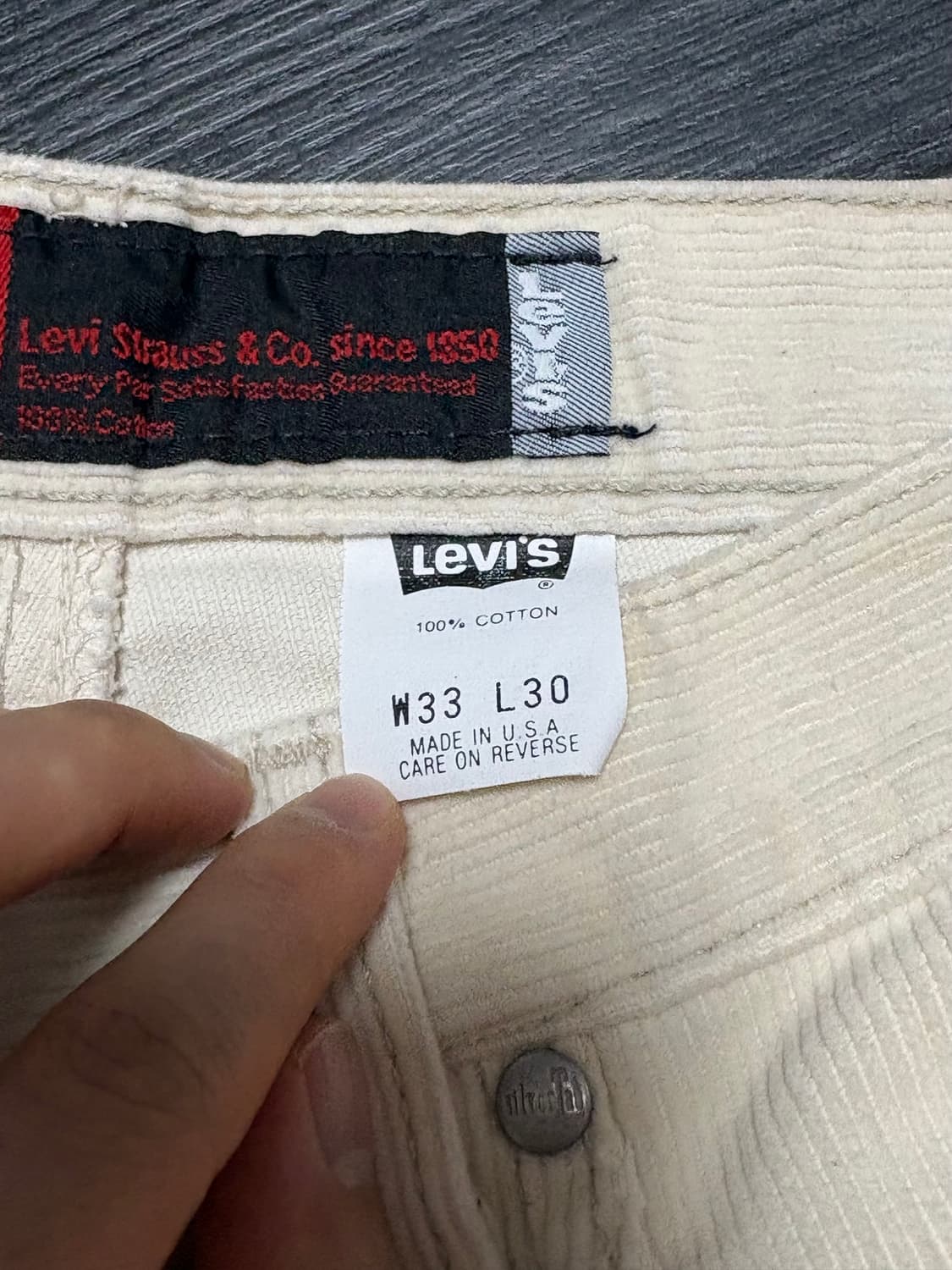 (33x30) 90s 리바이스 실버탭 루즈 코듀로이 made in usa 상품이미지4
