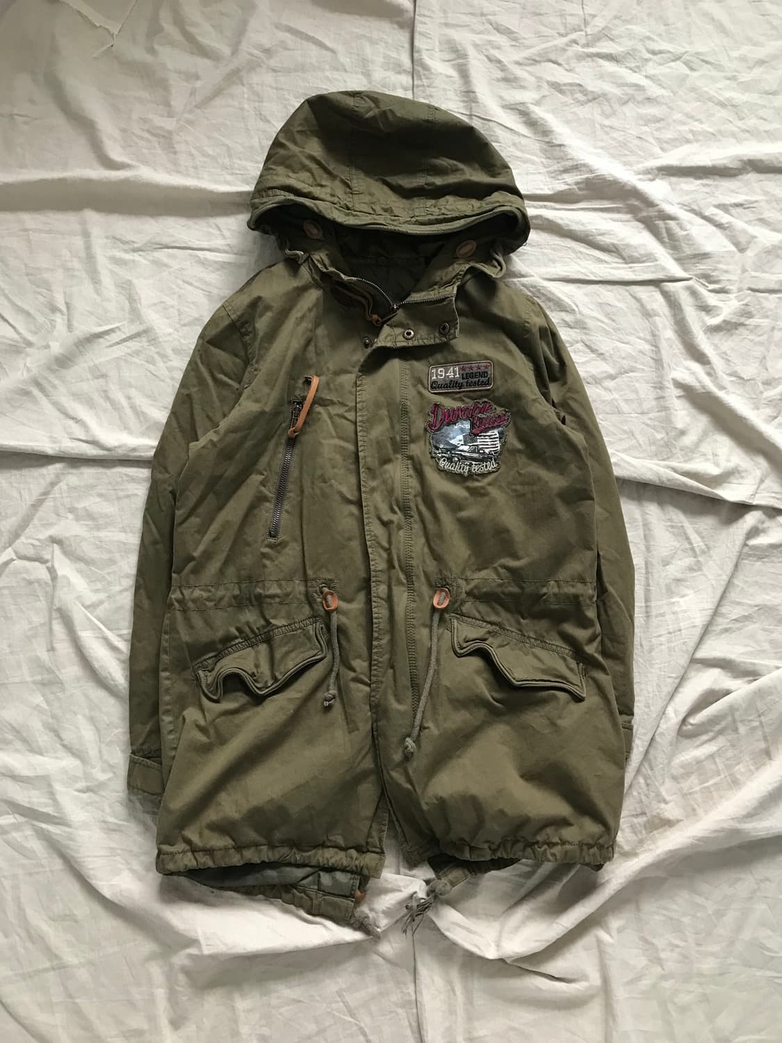 지프 패치 로고 안감 누빔 카키 야상 자켓 상품이미지5