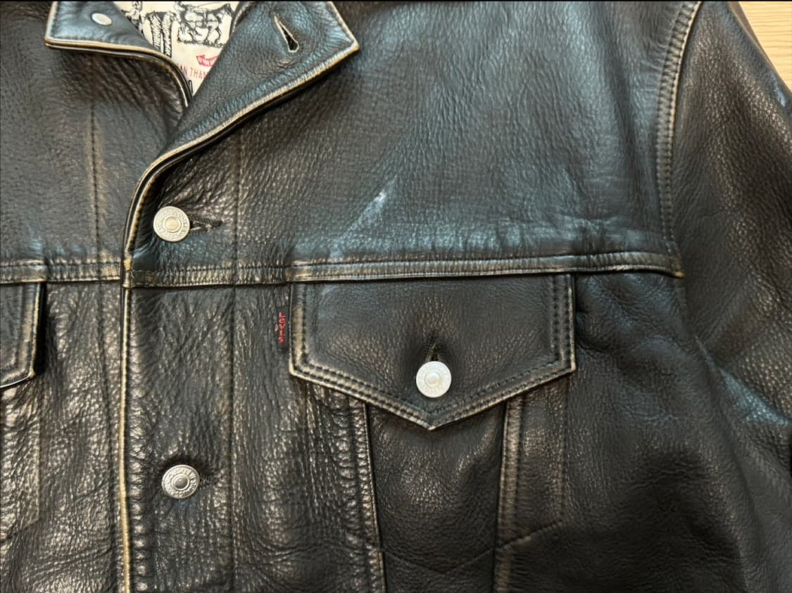 리바이스 TYPE 3 블랙 레더자켓 상품이미지3