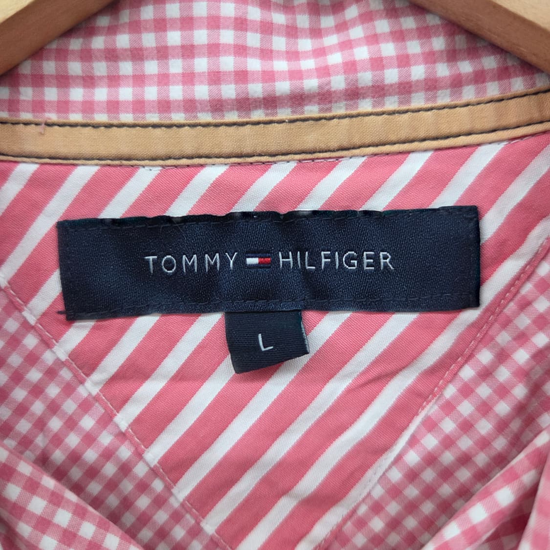 타미힐피거 깅엄체크 셔츠 레드 남L 상품이미지5