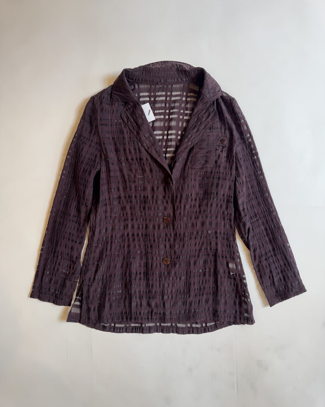 Brown Sheer Plaid Blazer Shirt 상품이미지1