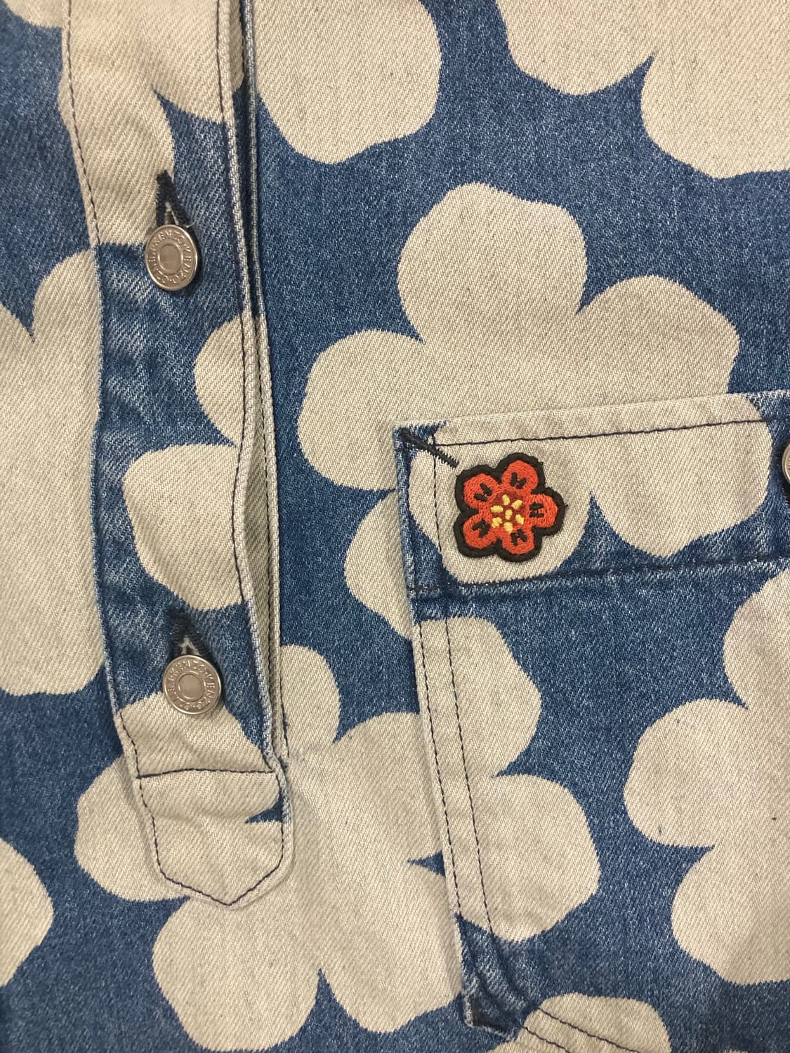 겐조 니고 플라워 포피 데님 우먼오버셔츠 L 팝니다 상품이미지4