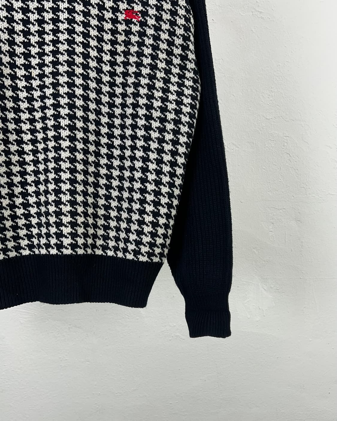 90s 버버리 하운드 투스 코튼 니트 스웨터 상품이미지5