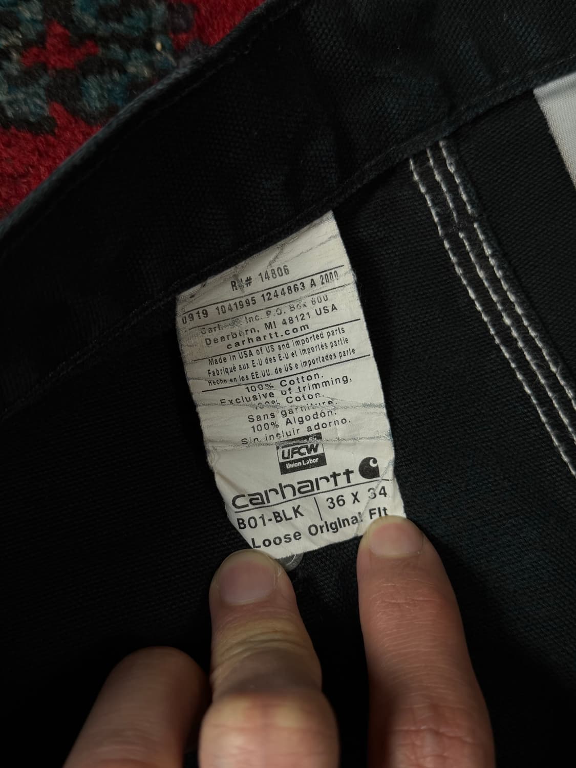 OG USA Made 칼하트 더블니 블랙 칼하트 B01 썩블니 상품이미지9