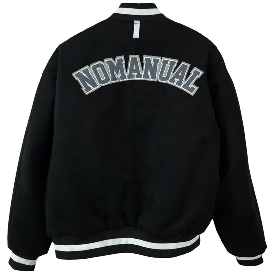 [노메뉴얼] 로고 패치 오버핏 모직 바시티 자켓 블랙 M19395 상품이미지3