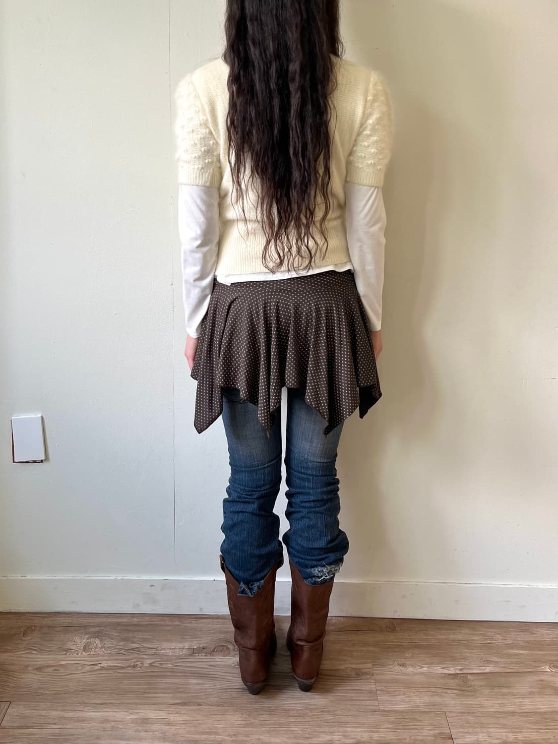 LA 브라운 도트 밴딩 스커트 상품이미지10