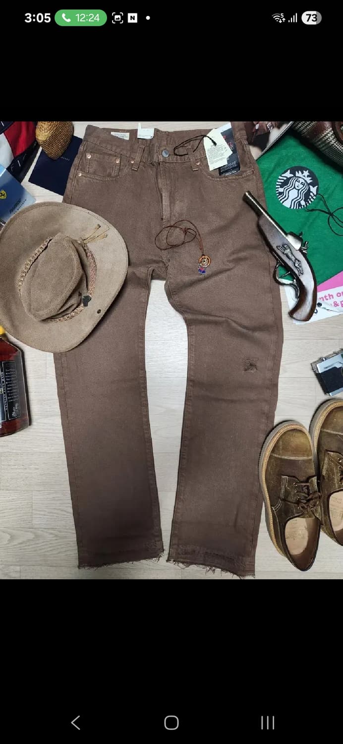 (새상품)LEVIS 551z 브라운 진 밑단 컷 오프 상품이미지3